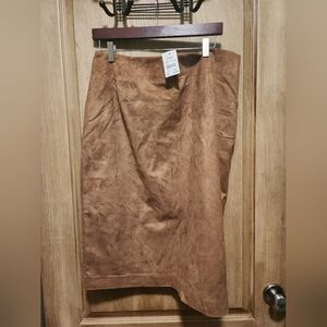 Cato Brown Asymmetrical Wrap Skirt Knee-length Casual